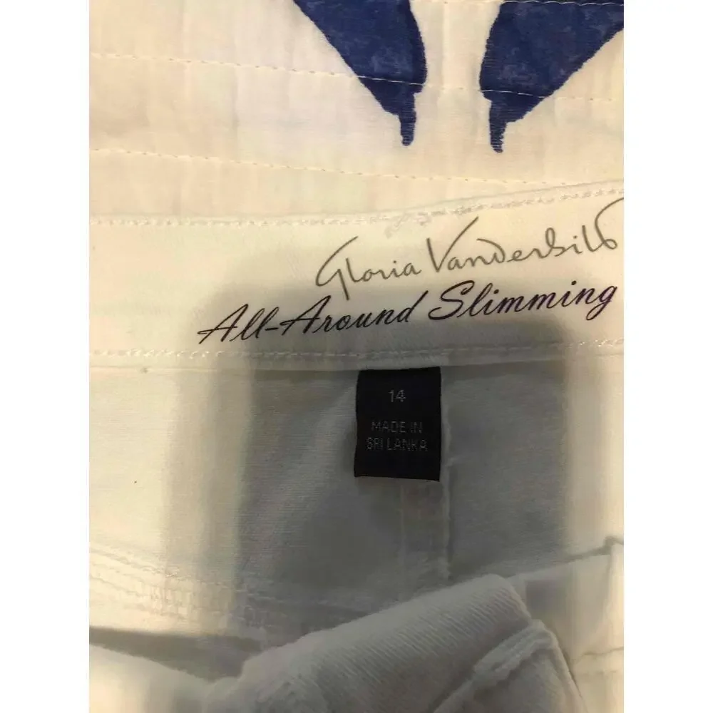 Gloria Vanderbilt White Amanda All Around Slimming Effect Shorts Womens Size 14